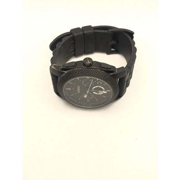 Fossil FS4487 Men's Silicone Analog Black Dial Quartz Genuine Wrist Watch LP342 - Picture 7 of 9